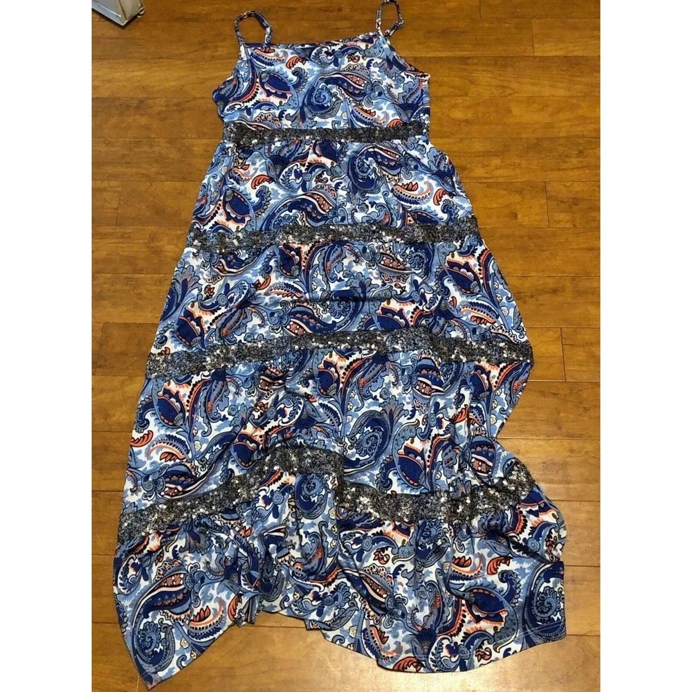 Paisley Sequin Trim Maxi Dress - Turkish Sea - L (12) - Picture 1 of 5